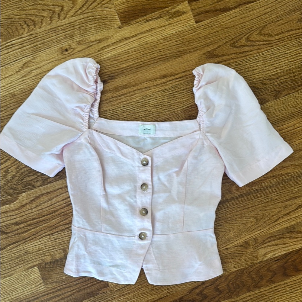 Women's Pink Puff Sleeve Top - Picture 1 of 3